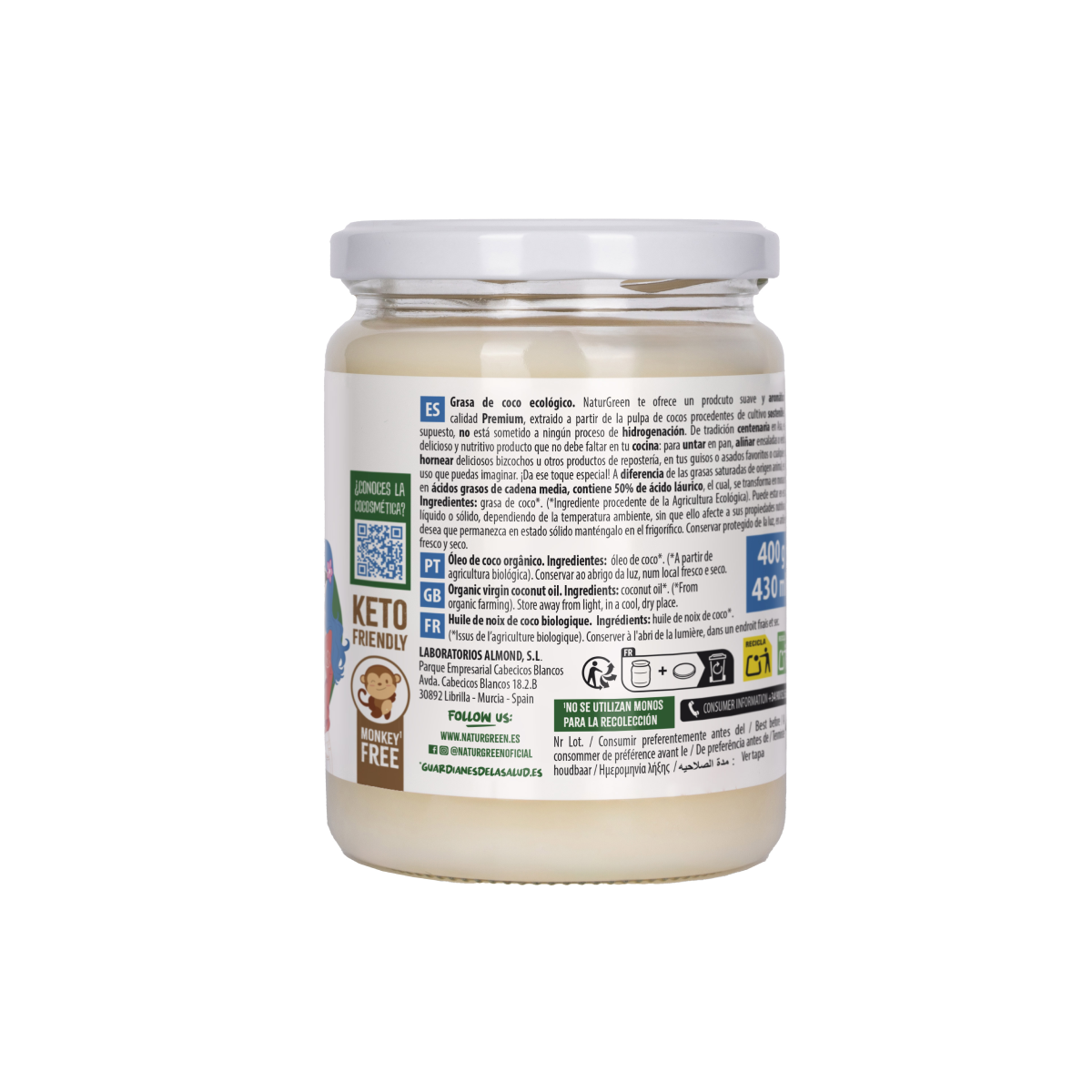 Grasa de Coco Bio NaturGreen 400 g