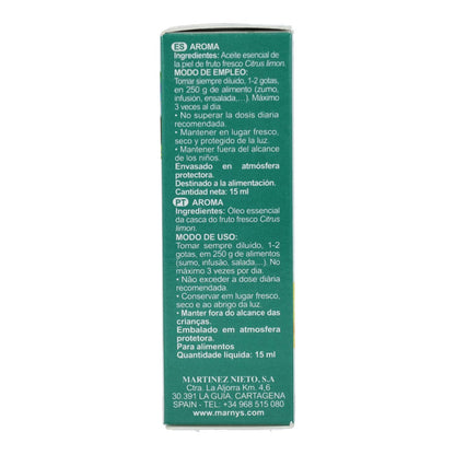 Aceite Esencial Alimentario De Limon Marnys 15 ml