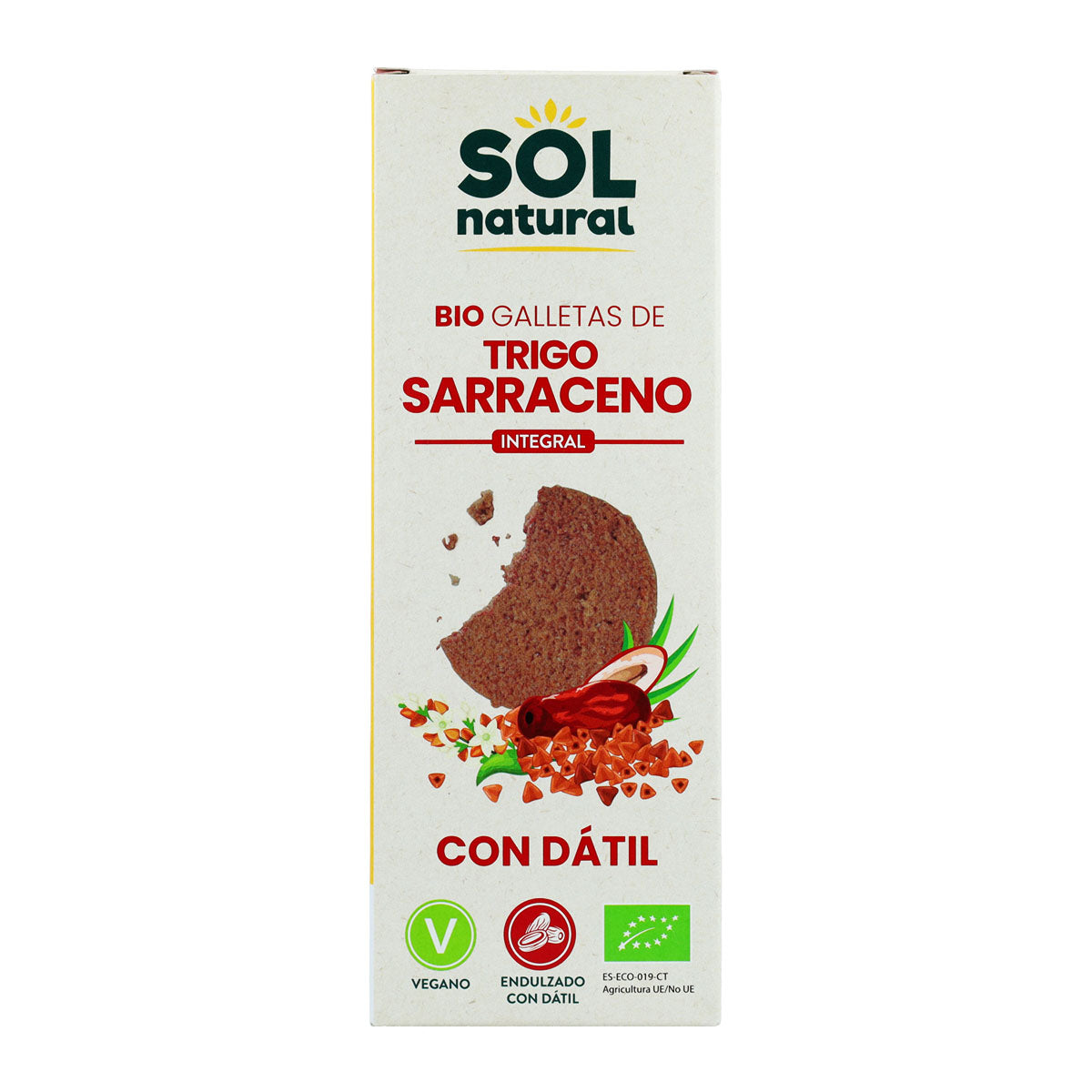 Volkoren boekweitkoekjes gezoet met biologische dadels Sol Natural 170 g