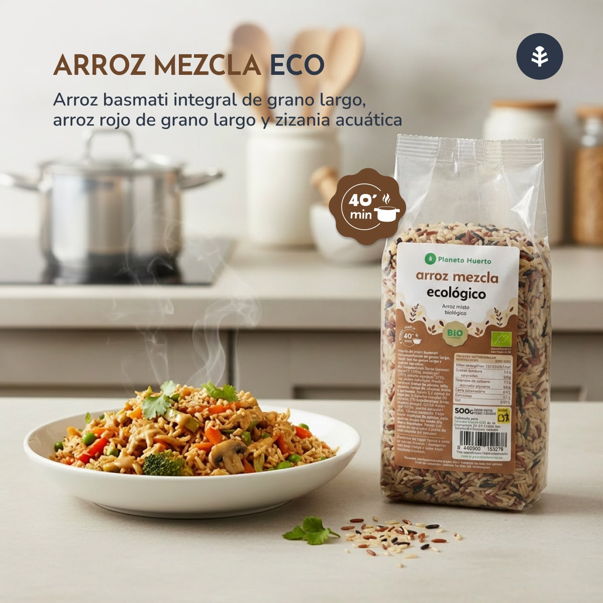 Riz basmati mixte int, rouge, sauvage ECO Planeta Huerto 500 g