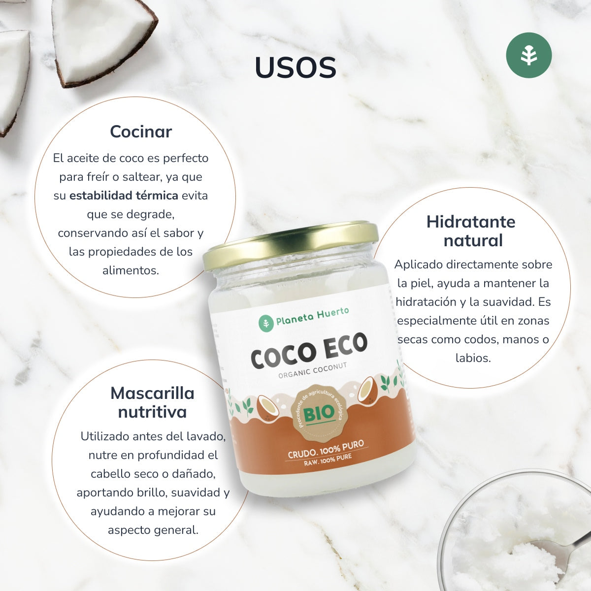 Huile vierge de coco ECO Planeta Huerto 500 ml