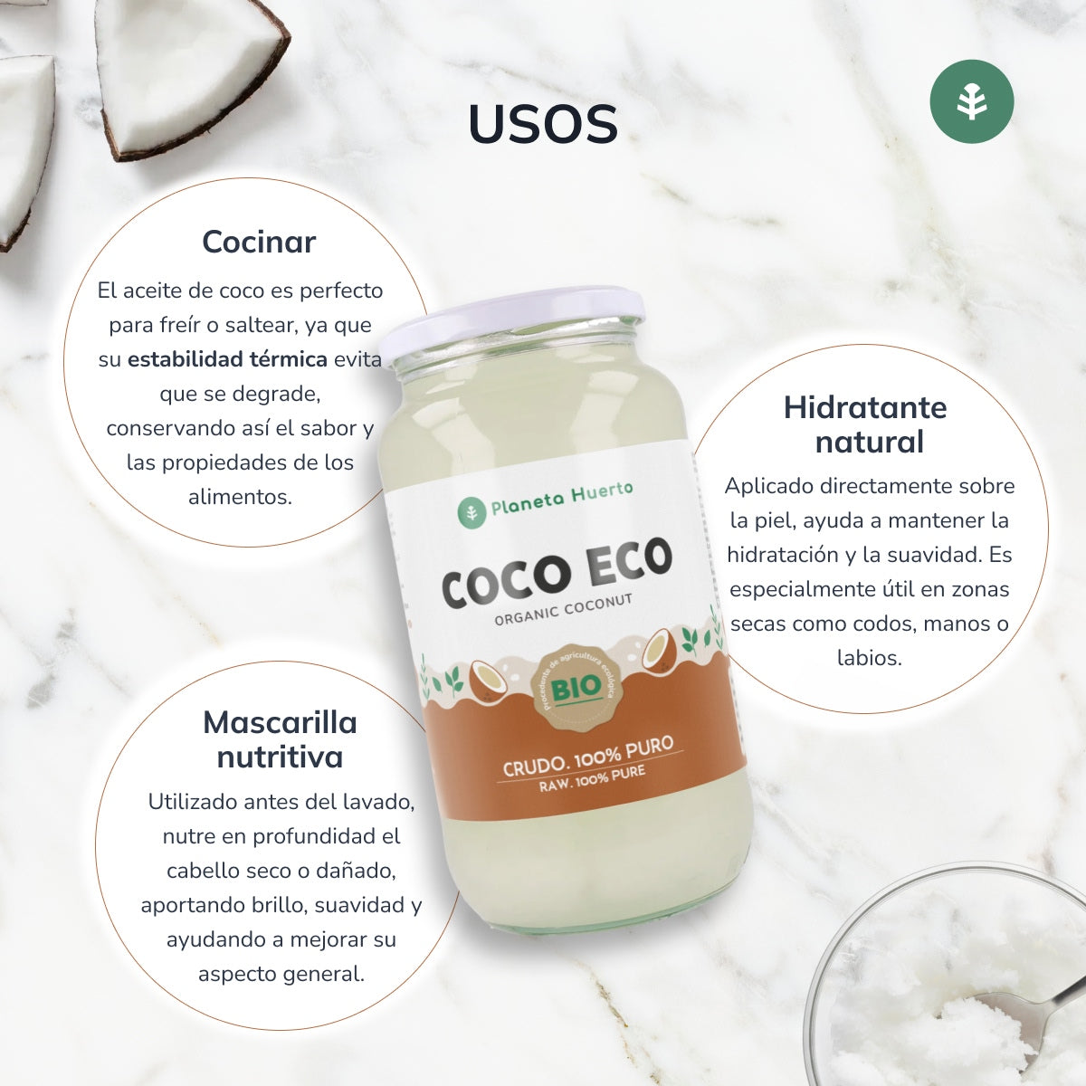 Huile vierge de coco ECO Planeta Huerto 1L