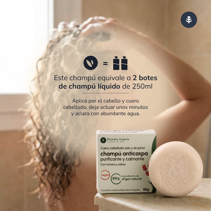 Vaste antiroosshampoo met rozemarijn en salie Planeta Huerto 85 g