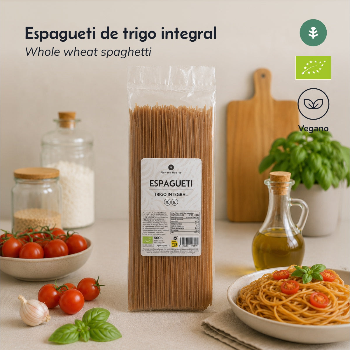 Spaghetti de blé entier ECO Planeta Huerto 500gr