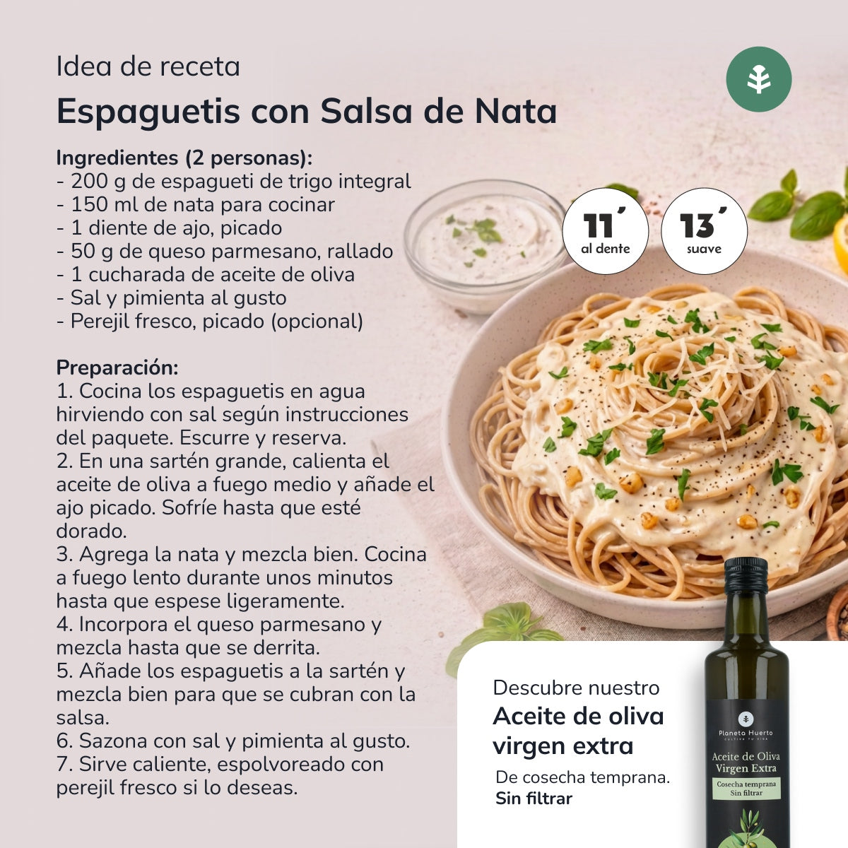 Spaghetti de blé entier ECO Planeta Huerto 500gr