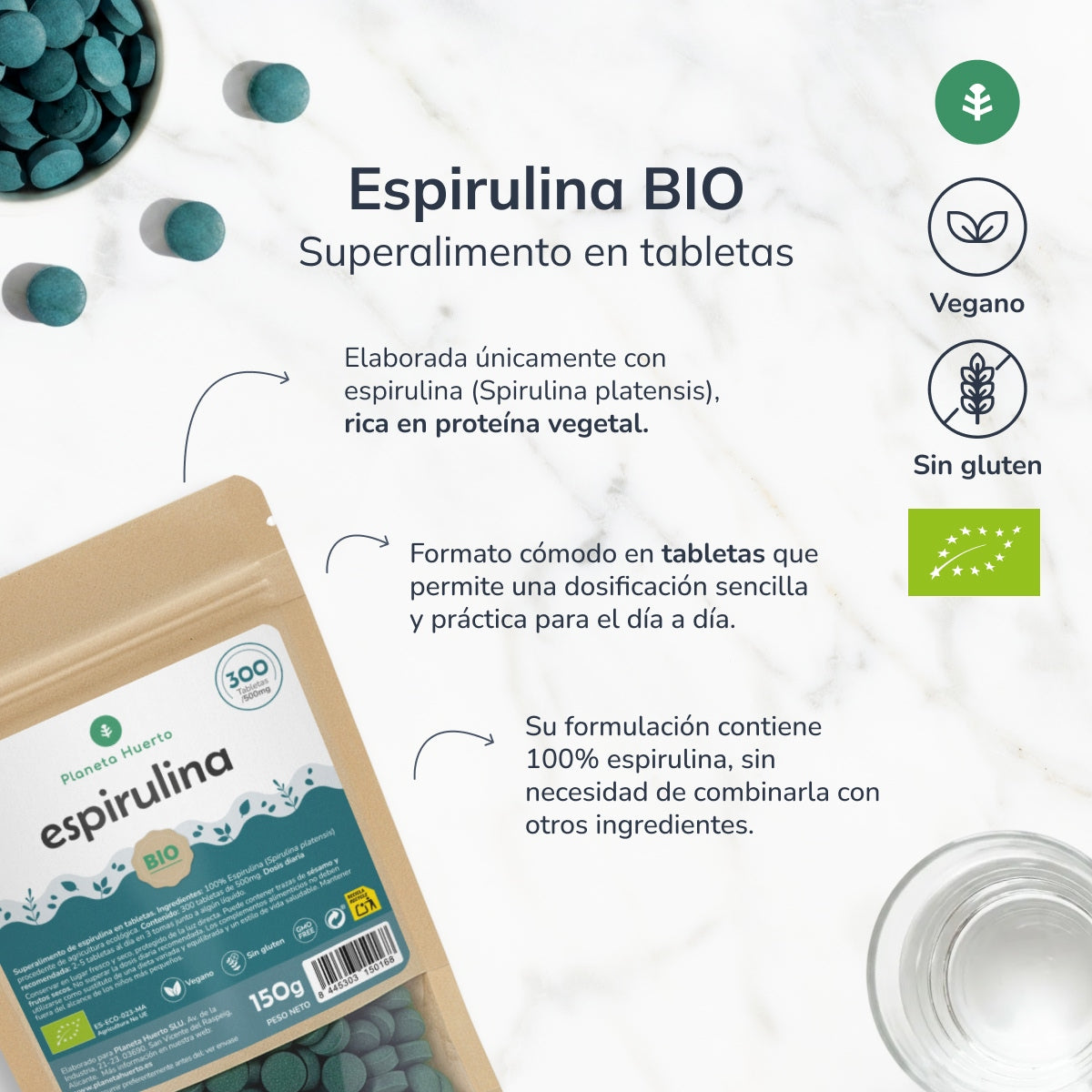 Spiruline Bio 500mg Planet Orchard 300 comprimés