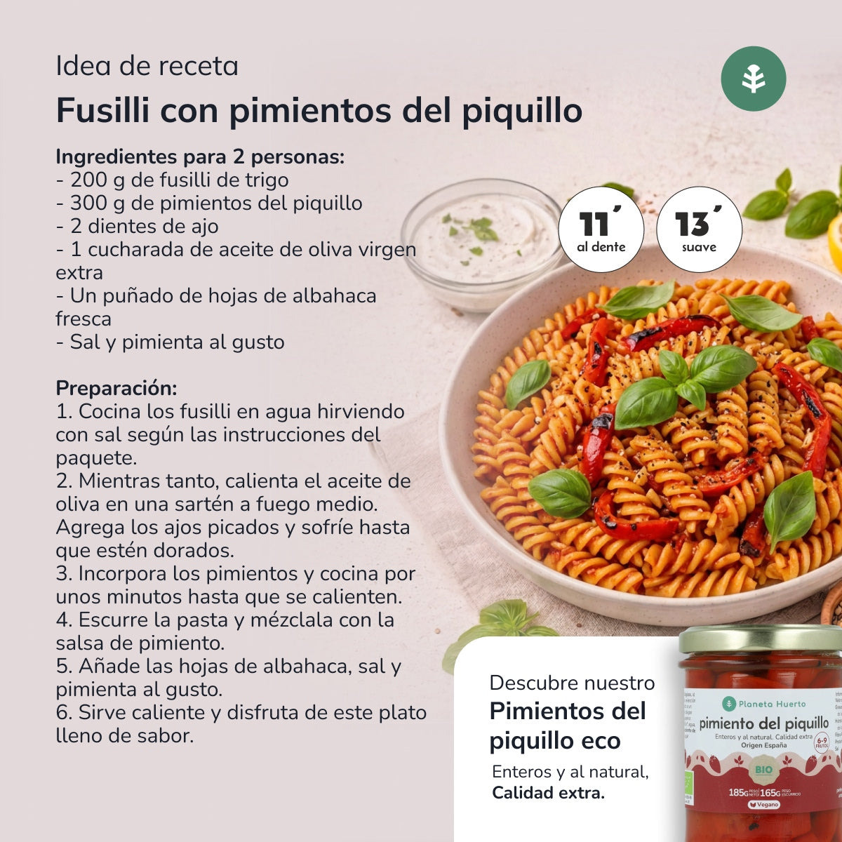Fussilli de blé ECO Planeta Huerto 500gr