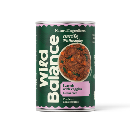 Menu complet BARF à base d'agneau pour chiens, Wild Balance, 400 g