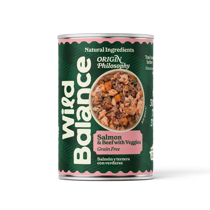 Boîte de saumon et de veau BARF pour chiens Wild Balance 400 g