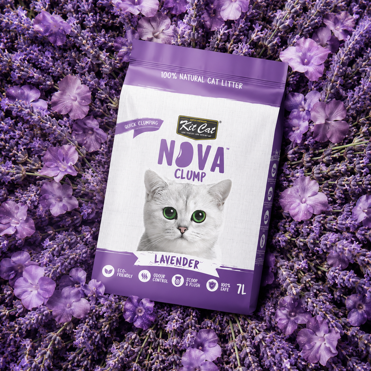 Kit Cat Arena Eco SoyaClump - Lavender 7 L Litière pour chat