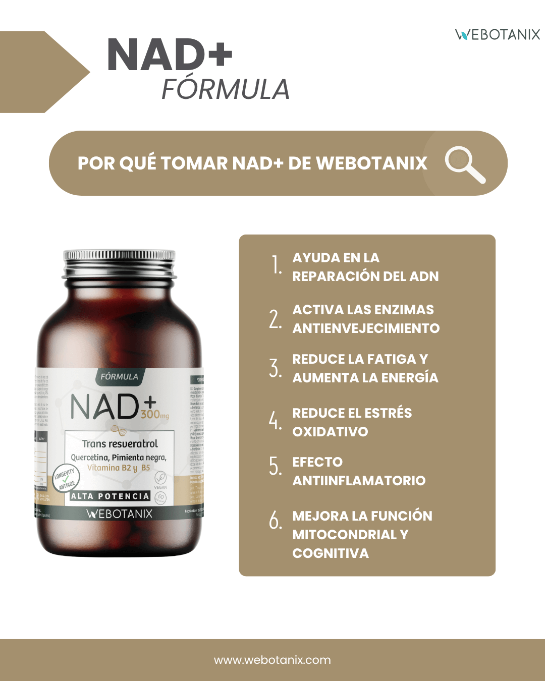 NAD+ 300 mg Trans Resvératrol WEBOTANIX 60 gélules