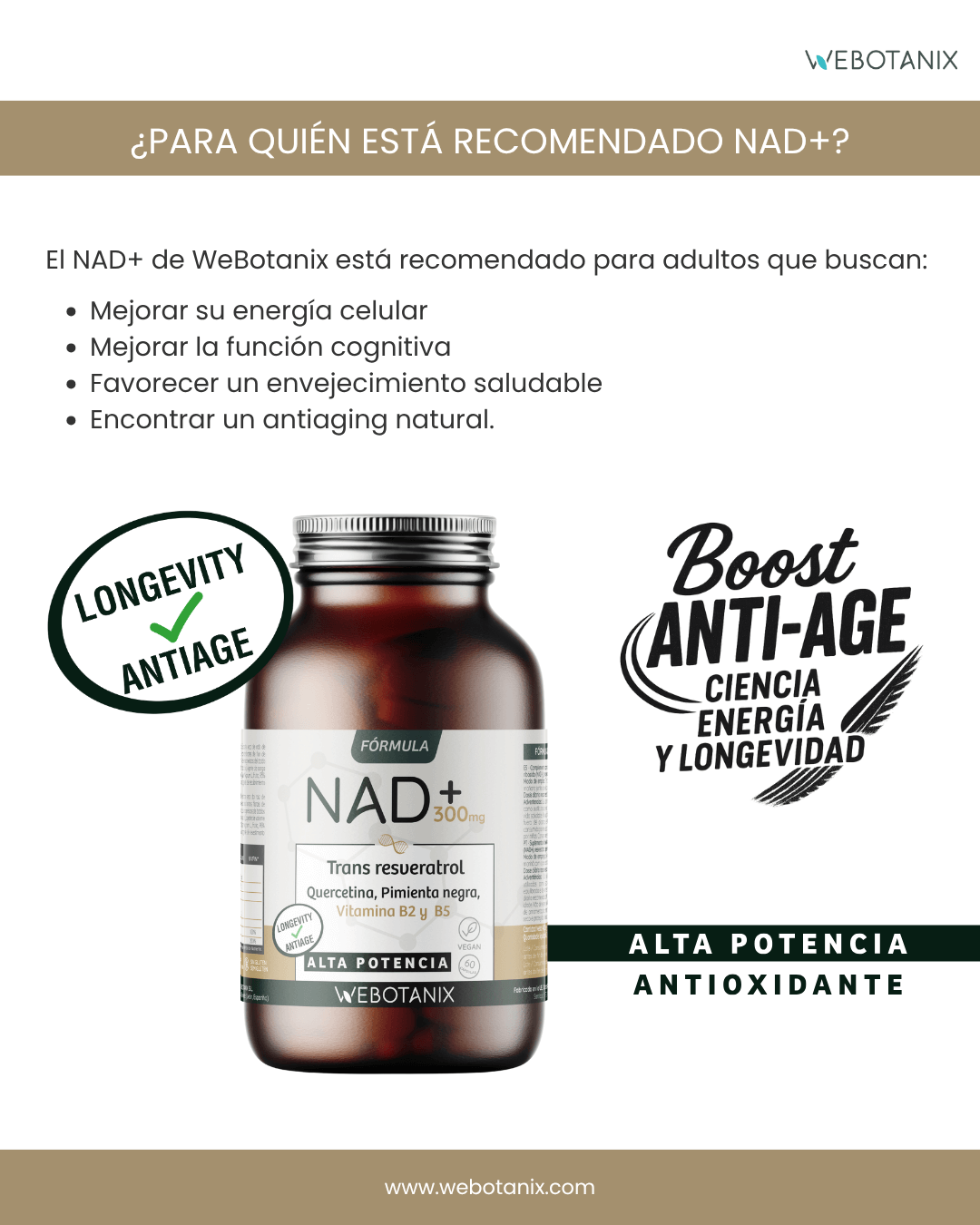 NAD+ 300 mg Trans Resvératrol WEBOTANIX 60 gélules