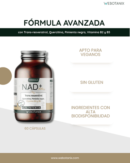 NAD+ 300 mg Trans Resvératrol WEBOTANIX 60 gélules