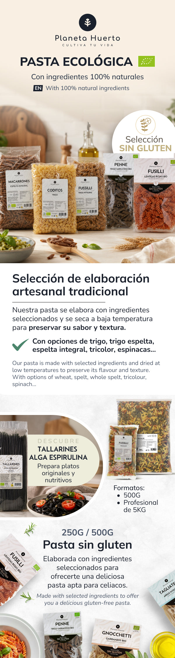 Tagliatelles de riz complet ECO sans gluten Planeta Huerto 350 g