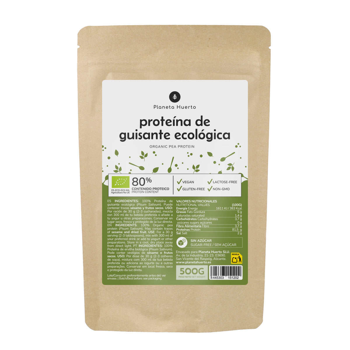 Protéine de pois 80% ECO Planeta Huerto 500 g