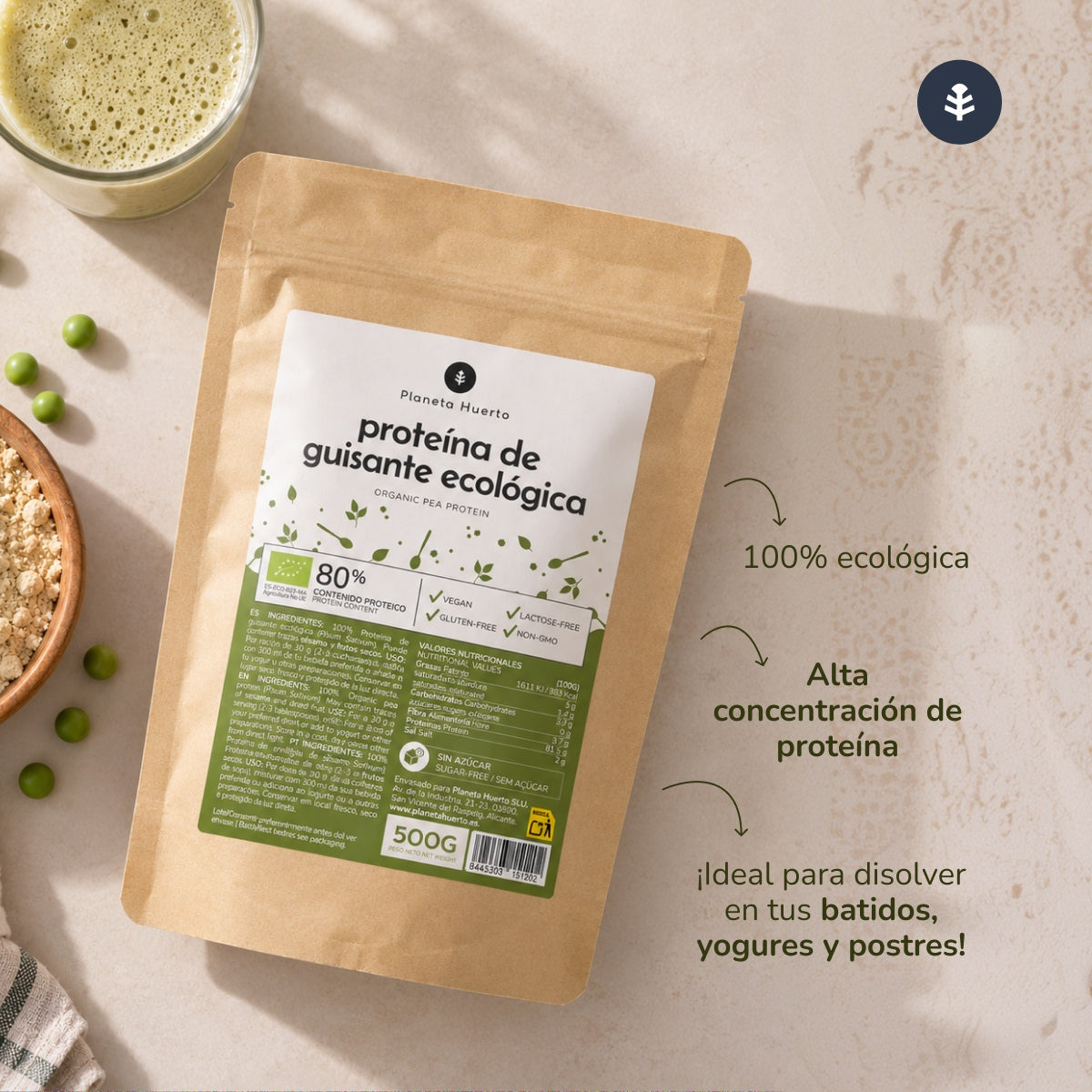 Protéine de pois 80% ECO Planeta Huerto 500 g