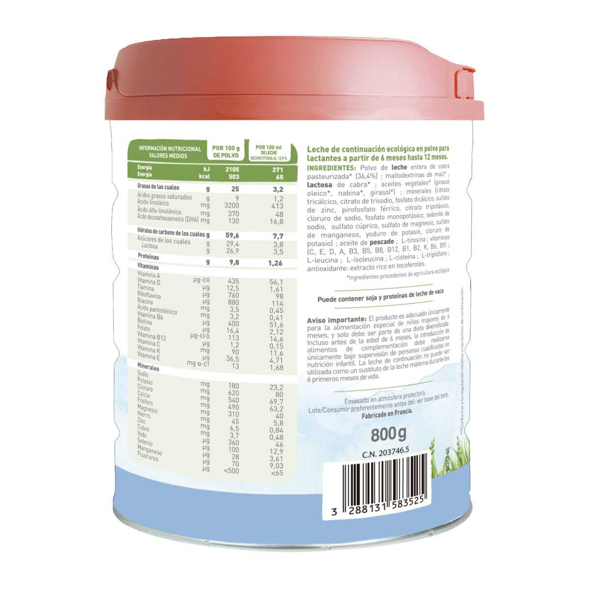 Pack 3 unités Lait de chèvre suite Caprea 2 (6 à 12 mois) Babybio 800 g