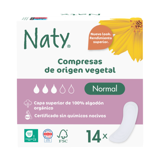 Serviettes hygiéniques sans ailettes Normal Naty 14 unités