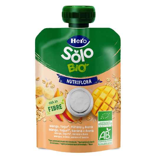 Nutri Flora-zakje met mango, yoghurt, haver en banaan 100 g Hero Solo