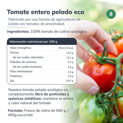 Tomate pelée entière ECO Planeta Huerto 660 g