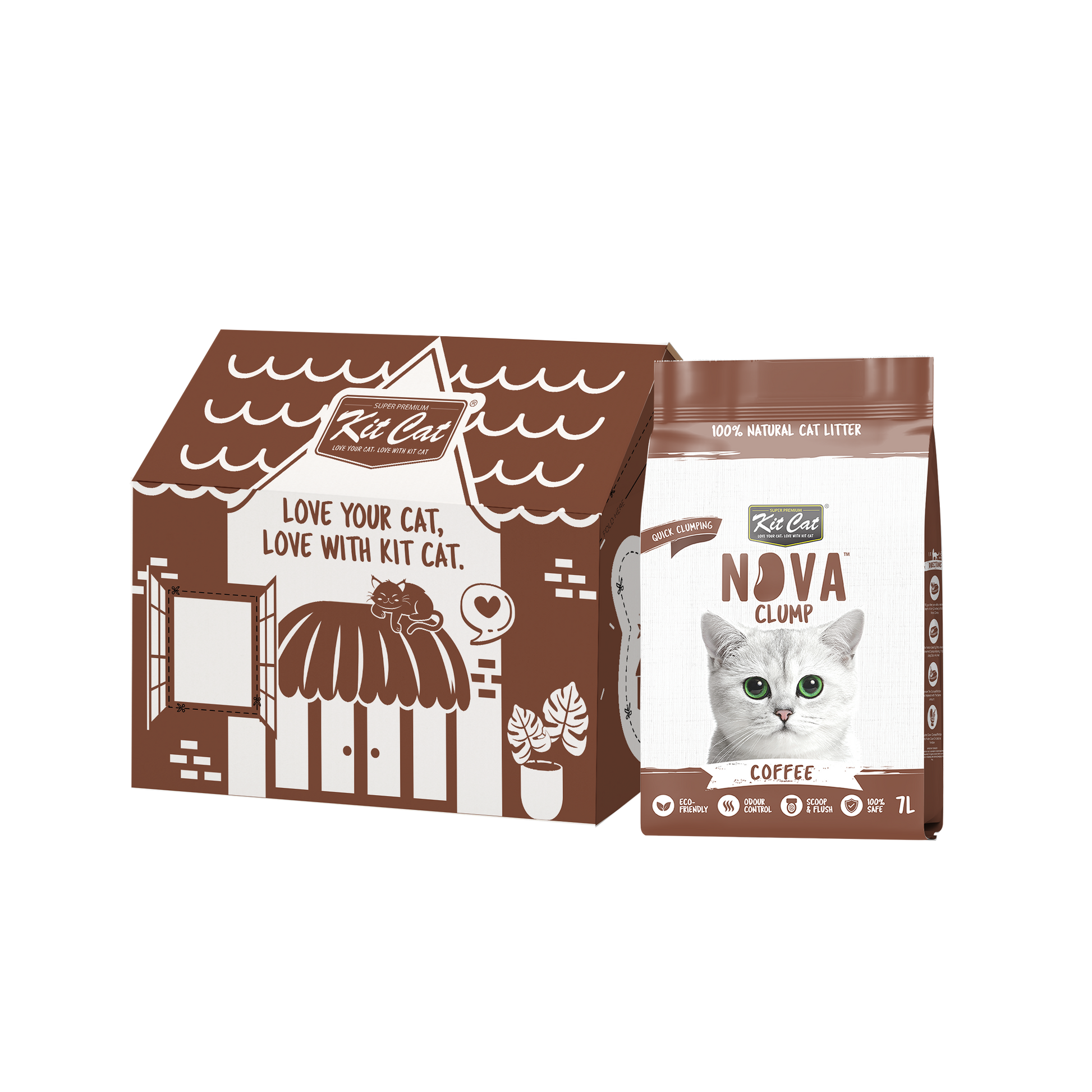 Kit Cat Arena Eco SoyaClump - Coffee 7 L Litière pour chat