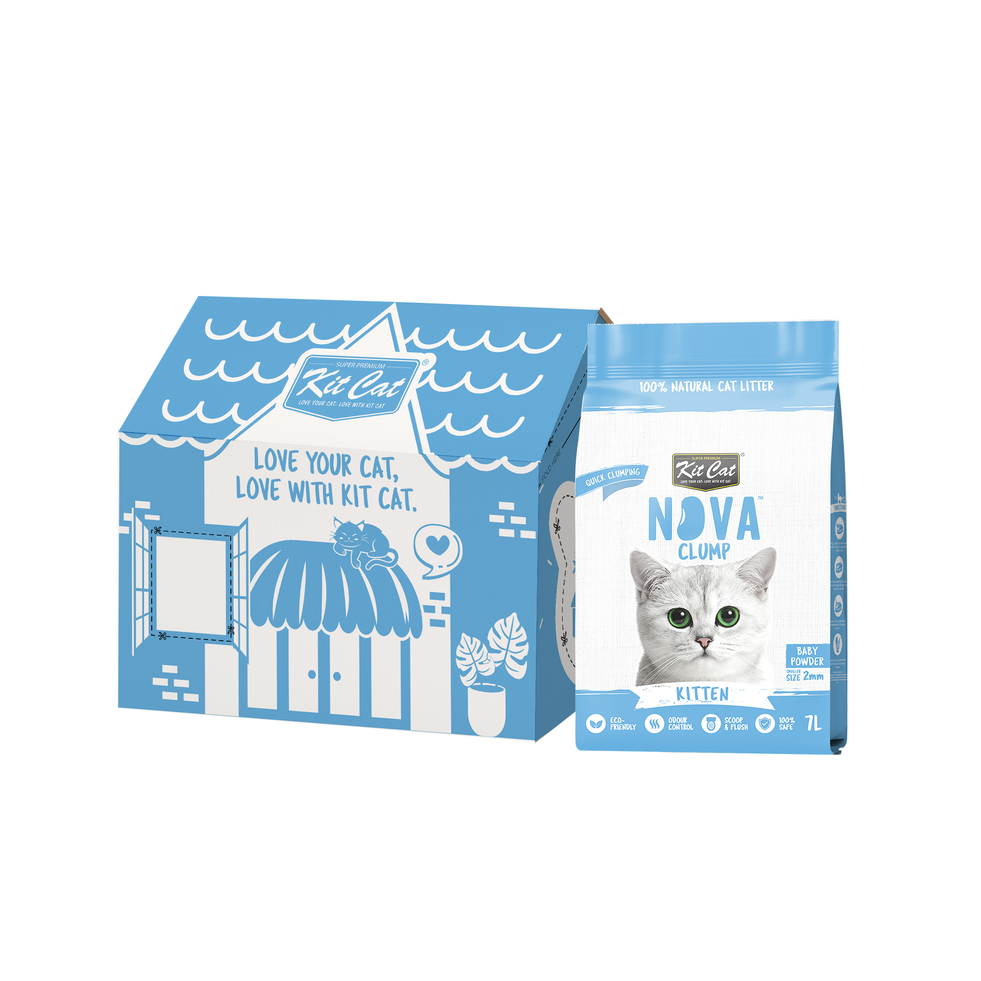 Kit Cat Arena Eco SoyaClump - Kitten Baby Powder 7 L Litière pour chat