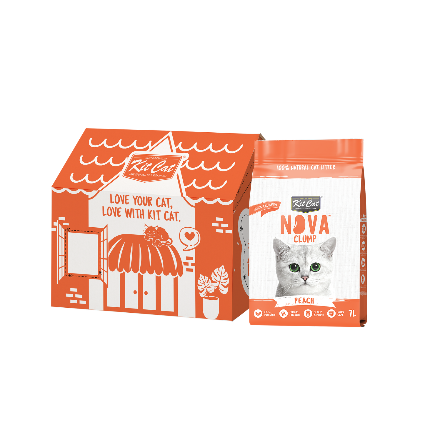 Kit Cat Arena Eco SoyaClump - Peach 7 L Litière pour chat