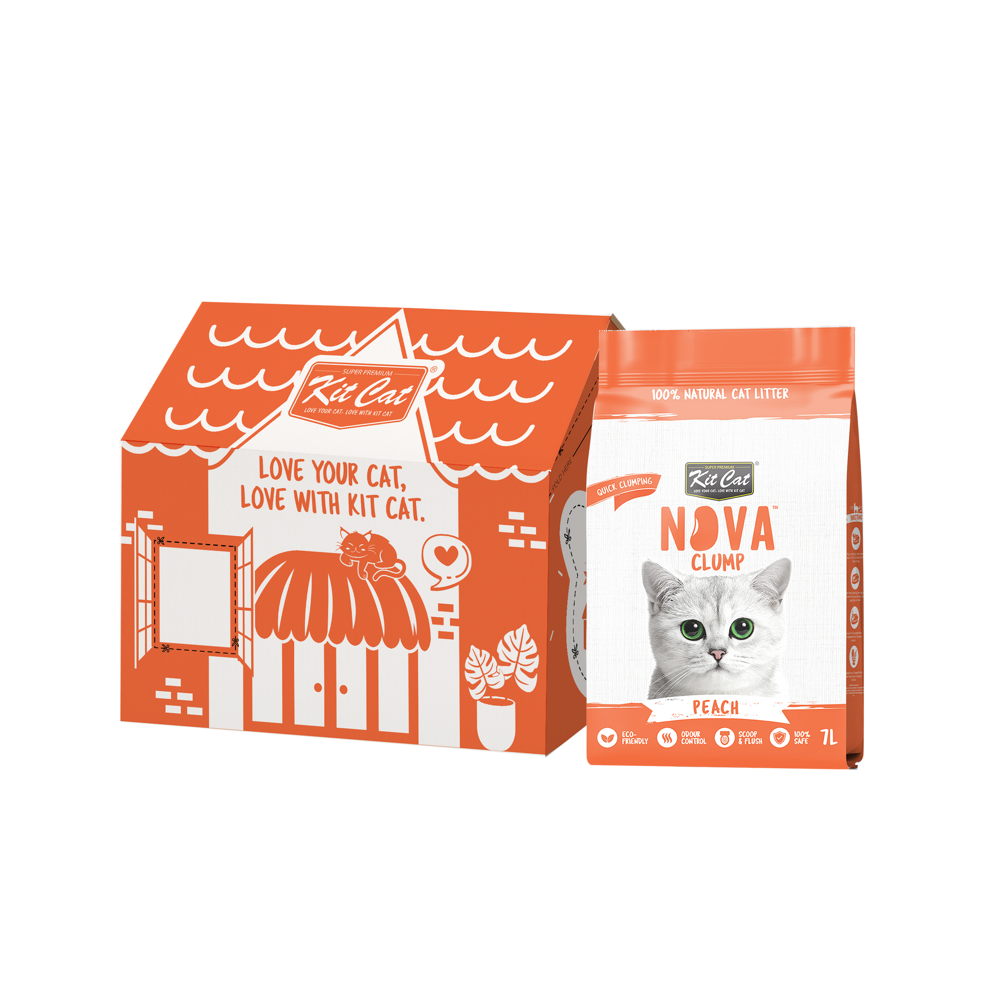 Kit Cat Arena Eco SoyaClump - Peach 7 L Litière pour chat