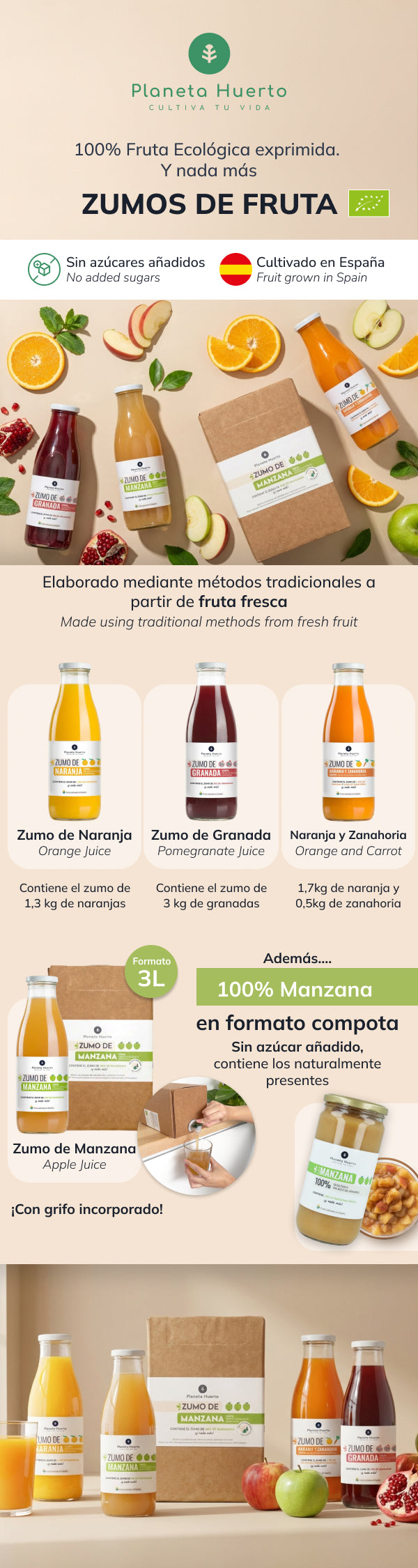 Sinaasappelsap 100% geperst fruit Eco Planet Orchard 750ml