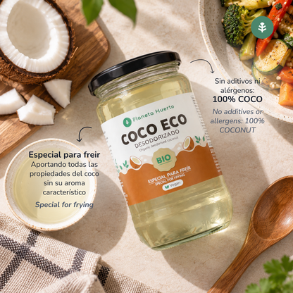Lot de 6 bouteilles d'huile de coco désodorisée ECO Planeta Huerto 500 ml