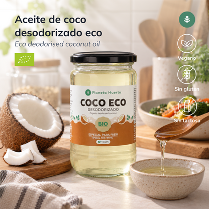 Lot de 6 bouteilles d'huile de coco désodorisée ECO Planeta Huerto 500 ml