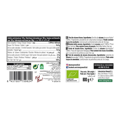 Crema de Tahin Blanco sin gluten Naturgreen 300 g