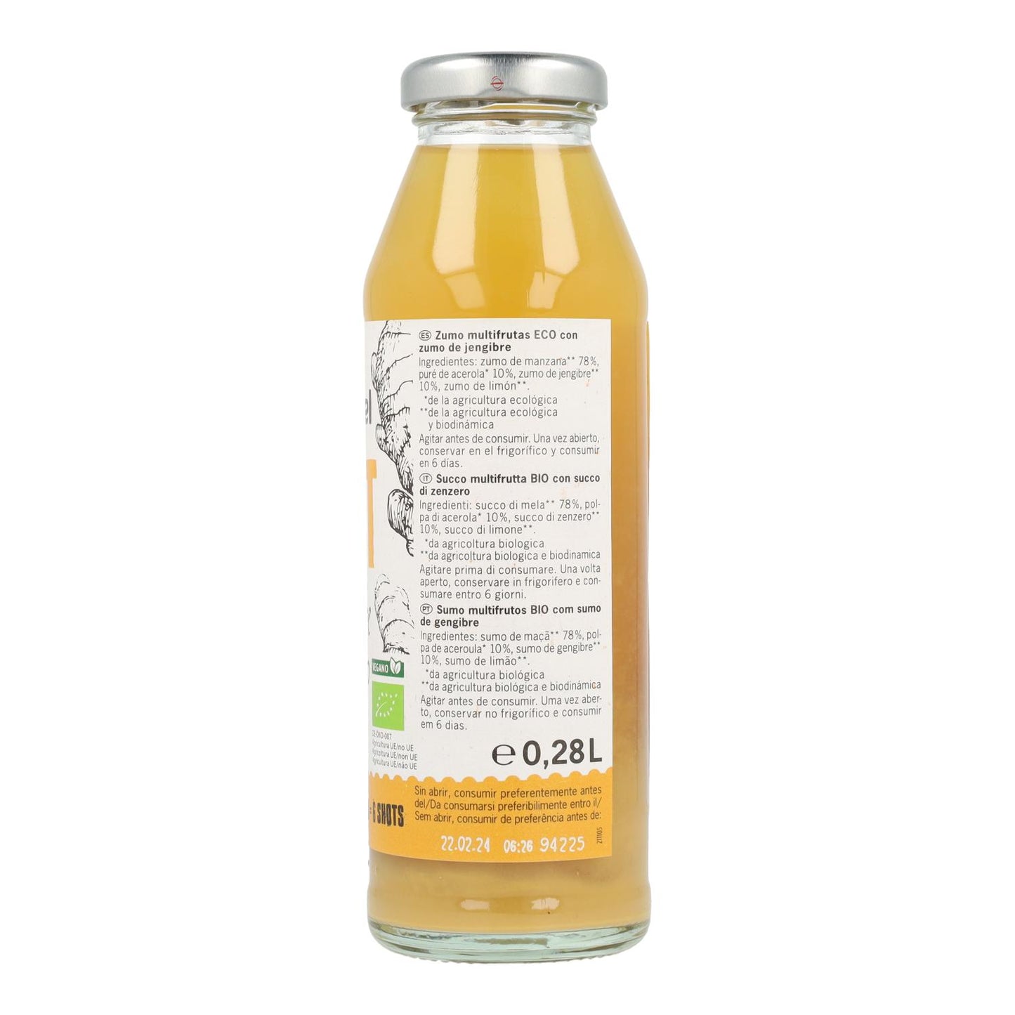 SHOT de Jengibre ( manzana, acerola,limón) Novedad Voelkel 280ml