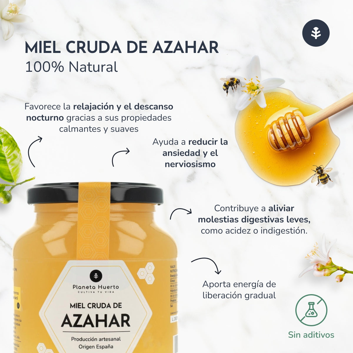 Miel Cruda de Azahar Planeta Huerto 1 Kg
