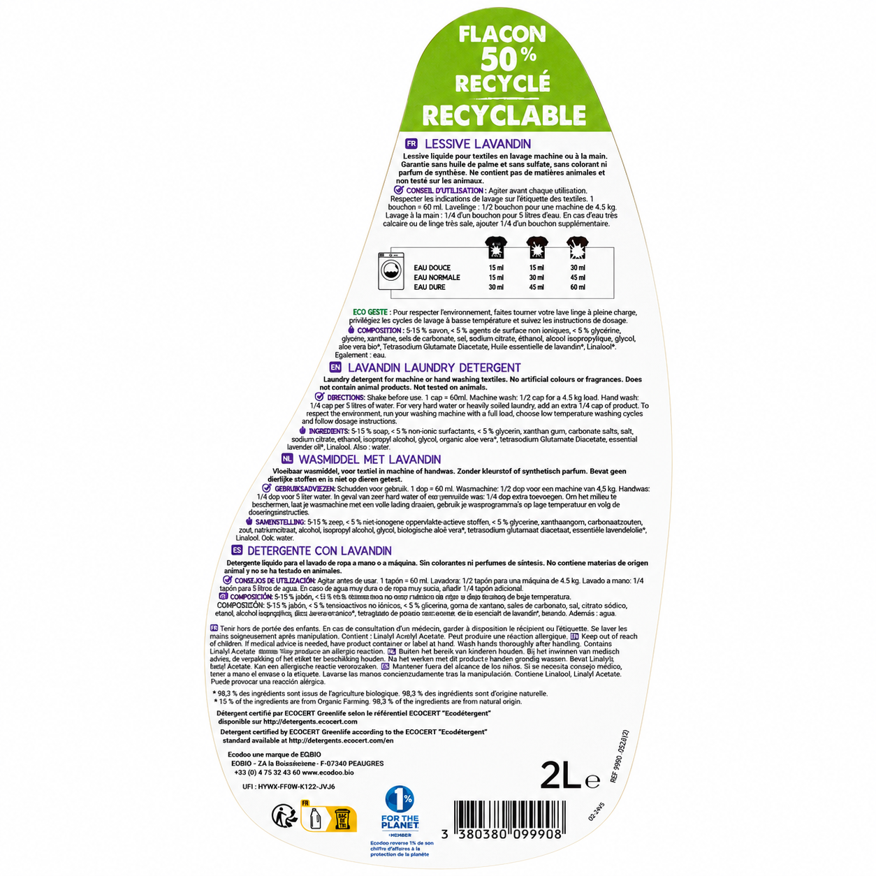 Lessive liquide Lavandin Ecodoo 2 L