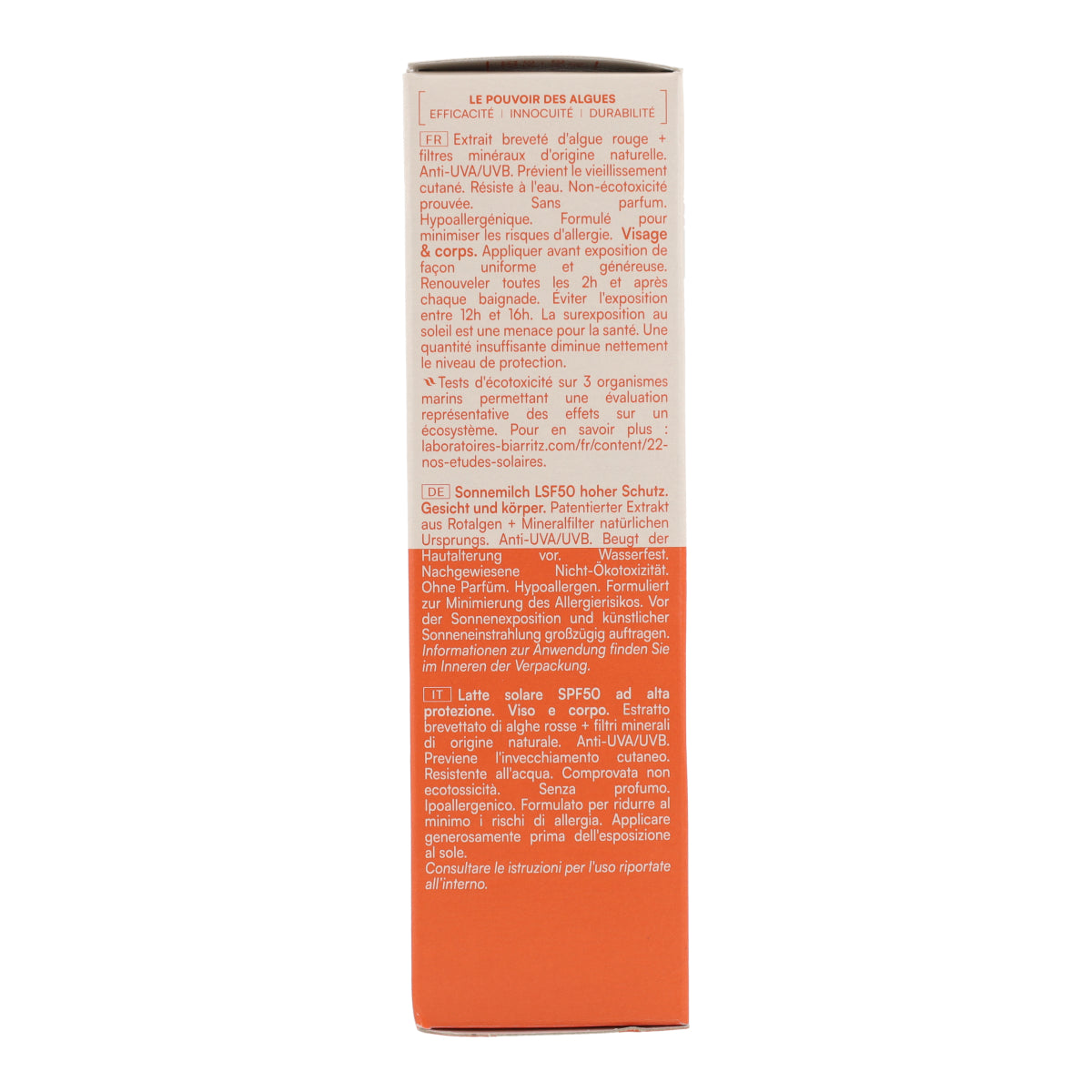 Lotion solaire pour le corps SPF 50 Laboratoires Biarritz 100 ml