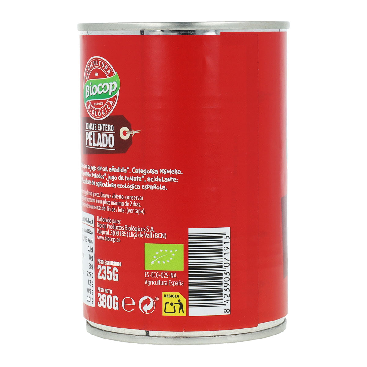 Tomate Entero Pelado Biocop 380 g