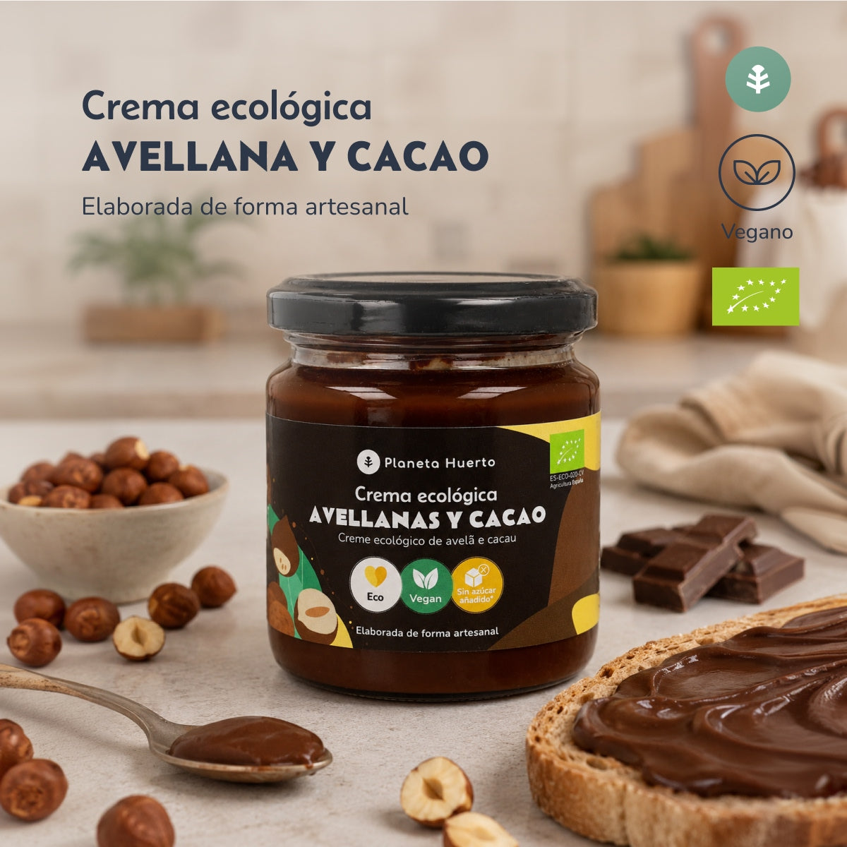 Crème de noisettes et cacao sans sucres ajoutés ECO Planeta Huerto 230 g