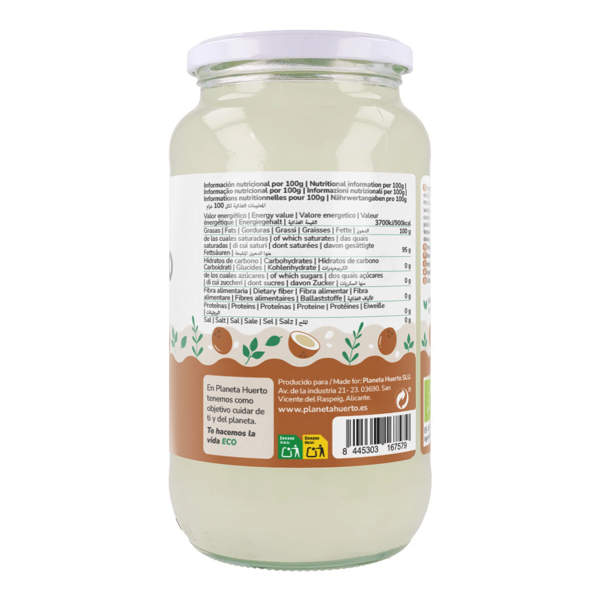Huile vierge de coco ECO Planeta Huerto 1L