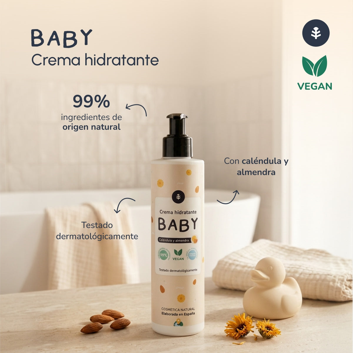 Crème hydratante pour enfants Calendula et Amandes Planeta Huerto 250 ml