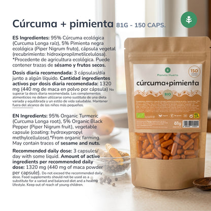 Curcuma Bio + Poivre Bio Planeta Huerto 150 gélules