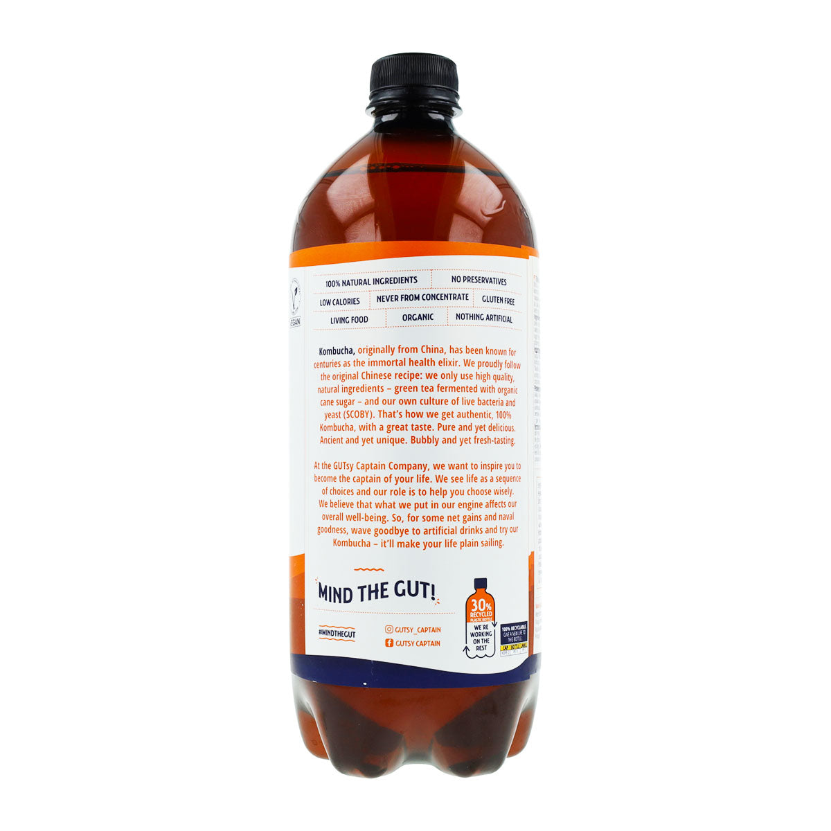 Boisson Kombucha BIO Gingembre et Citron Captain Kombucha 1 L