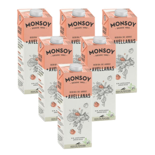 Pack 6 x Bebida Arroz y Avellanas BIO Monsoy 1L
