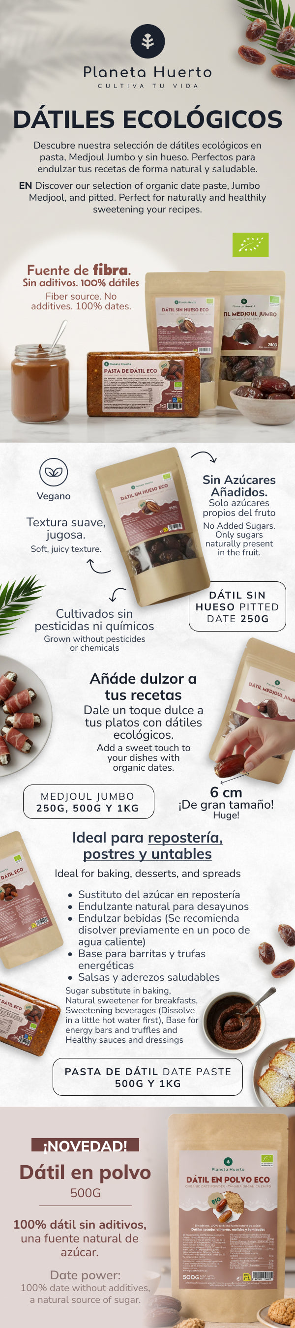 Dattes medjoul jumbo ECO Planeta Huerto 250 g