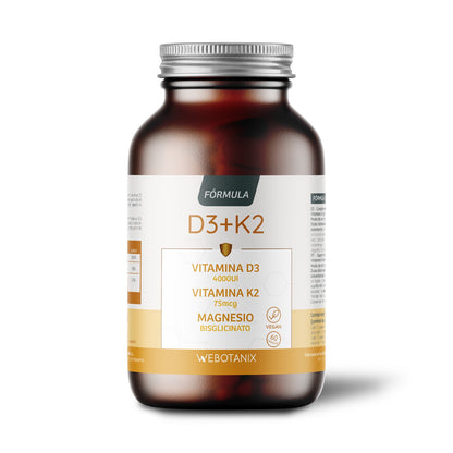 Vitamina D3 4000 UI + K2 + Magnesio Fórmula Vegan, WeBotanix