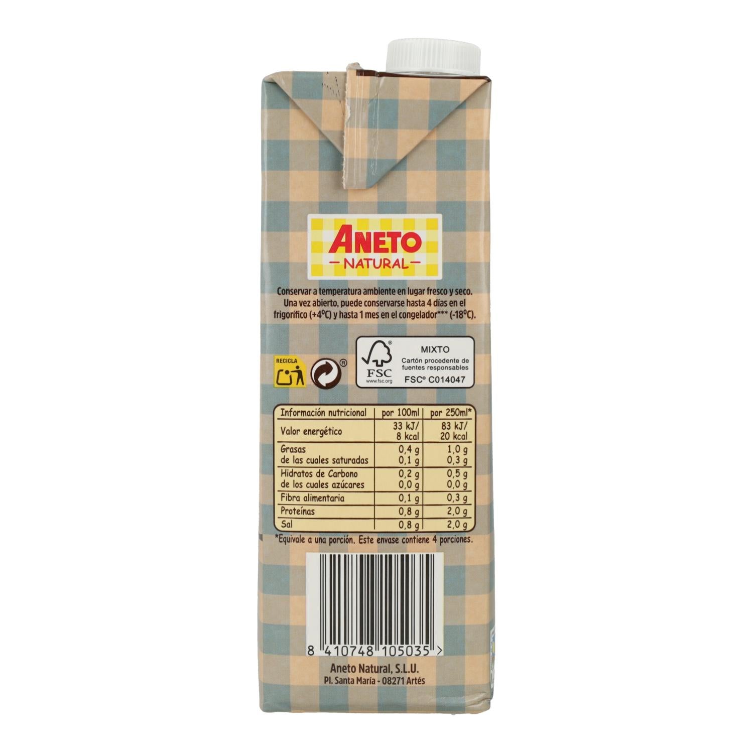 Caldo natural de pescado con verduras ECO Aneto 1L