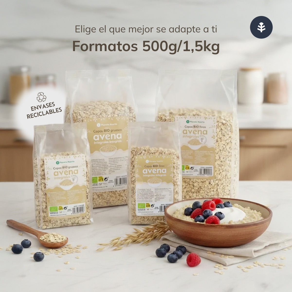 Copos de Avena integral finos ECO Planeta Huerto 500 g