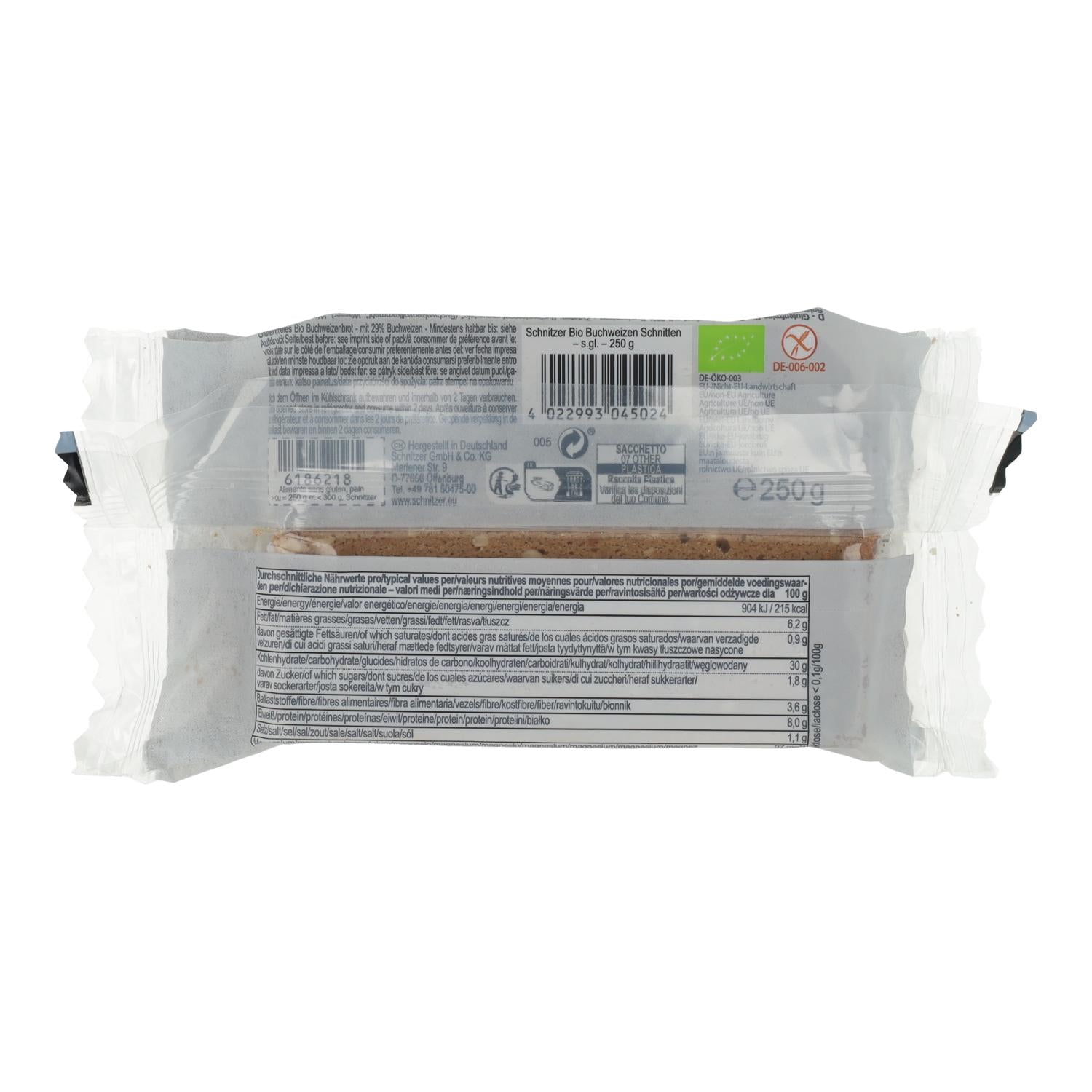 Pan fermentado de trigo sarraceno Ecológico Sin gluten Schnitzer 125 g