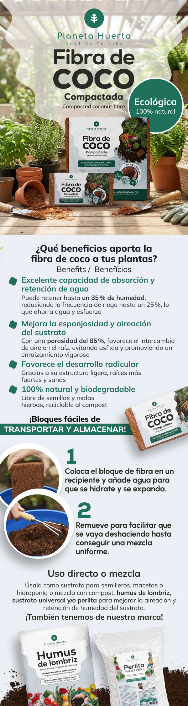 Substraat Coco Fibre Planeta Huerto 9 liter