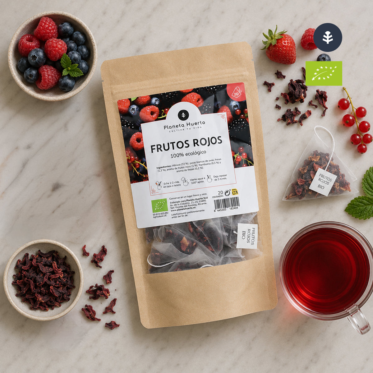 Infusion biologique de fruits rouges ECO Planeta Huerto 20 pyramides